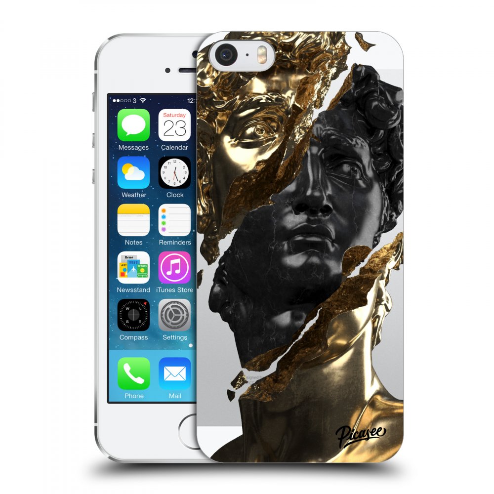 Apple IPhone 5/5S/SE Hülle - Transparentes Silikon - Gold - Black