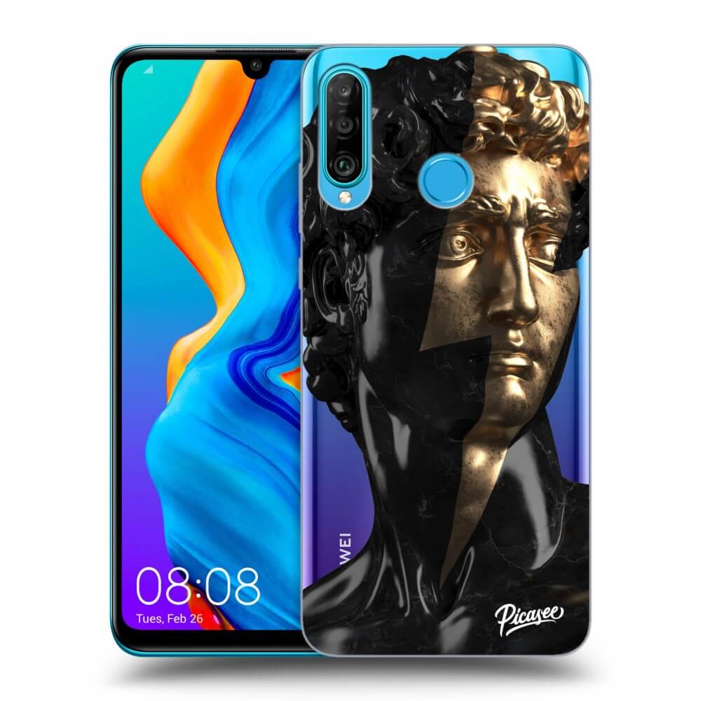 Huawei P30 Lite Hülle - Transparentes Silikon - Wildfire - Black