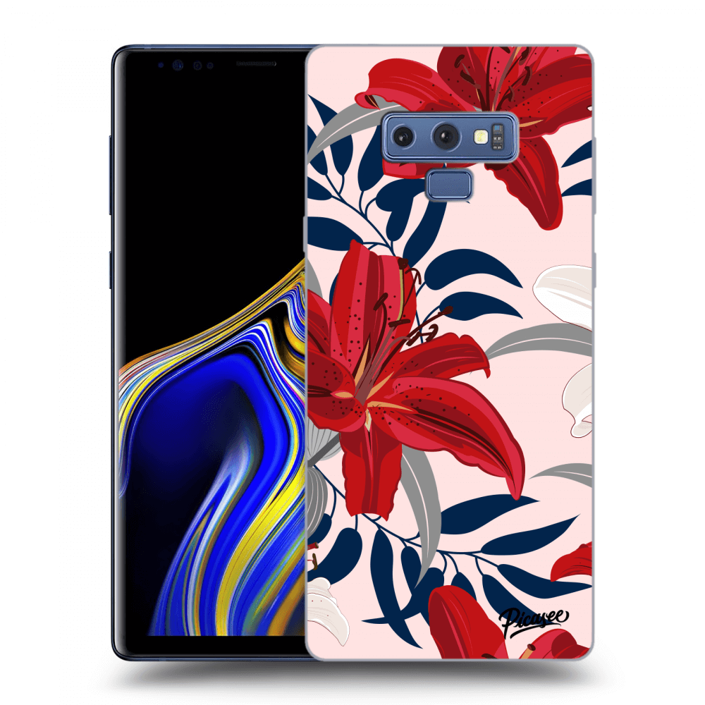 Samsung Galaxy Note 9 N960F Hülle - Schwarzes Silikon - Red Lily