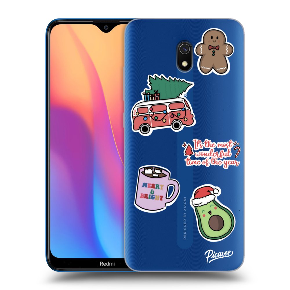 Xiaomi Redmi 8A Hülle - Transparentes Silikon - Christmas Stickers