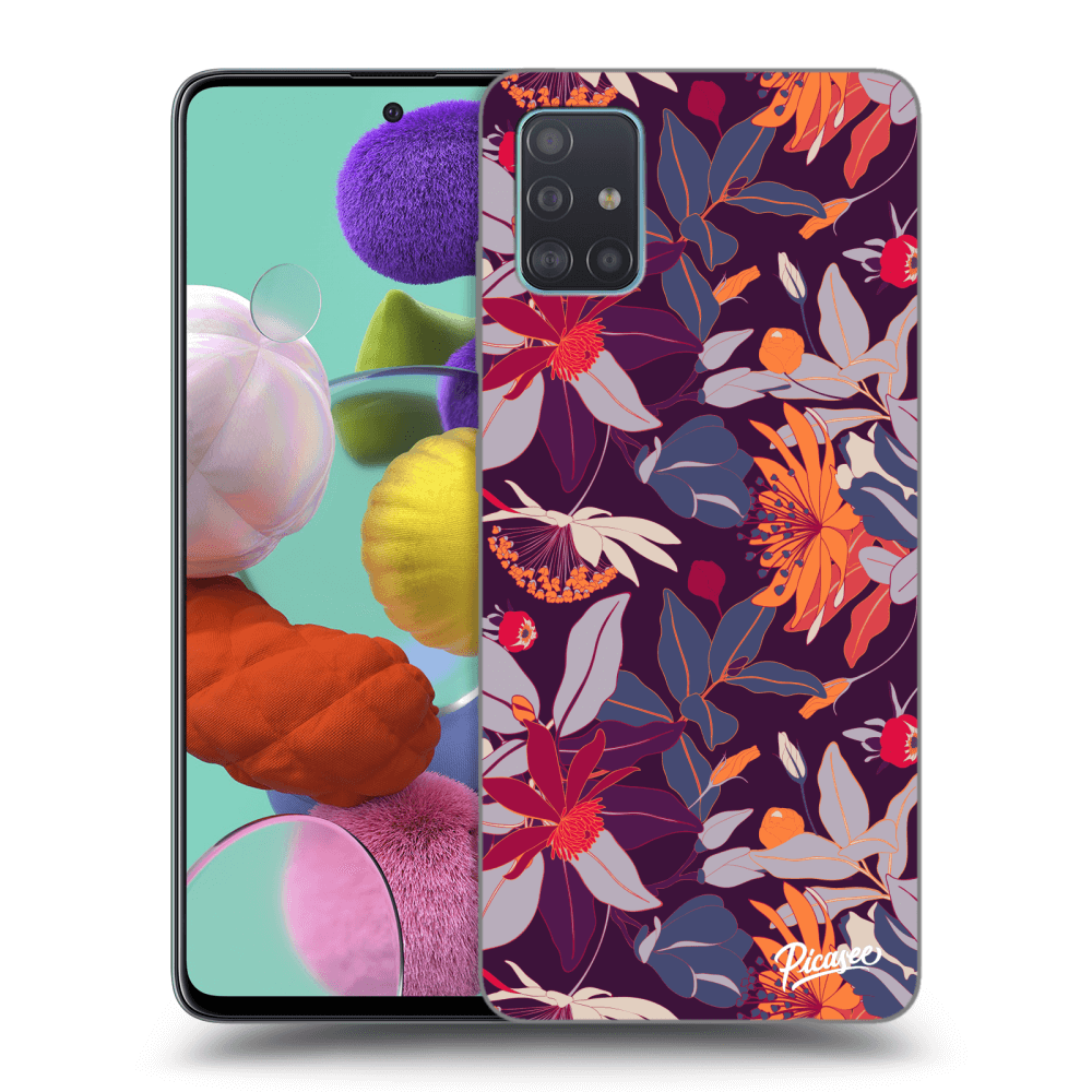 Samsung Galaxy A51 A515F Hülle - Transparentes Silikon - Purple Leaf