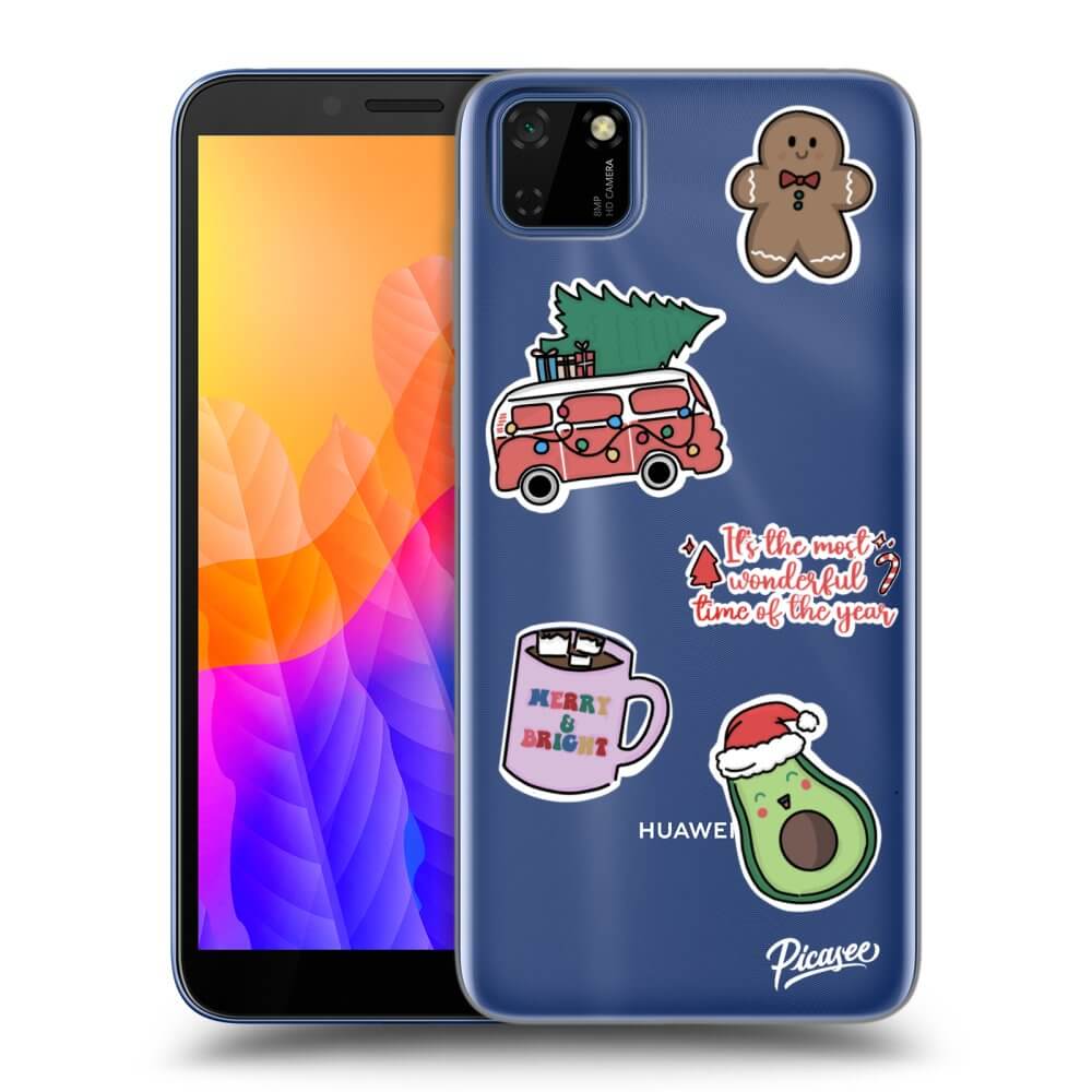 Huawei Y5P Hülle - Transparentes Silikon - Christmas Stickers