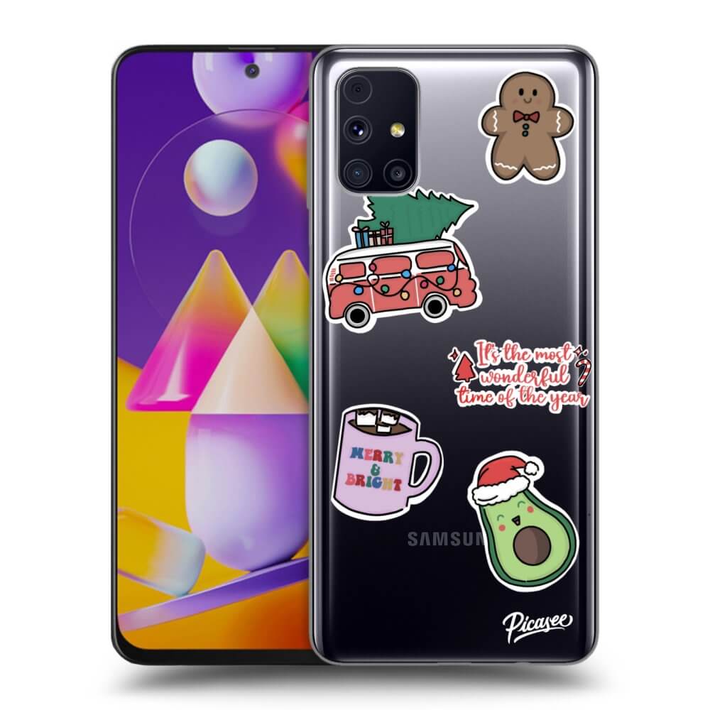 Samsung Galaxy M31s Hülle - Transparentes Silikon - Christmas Stickers