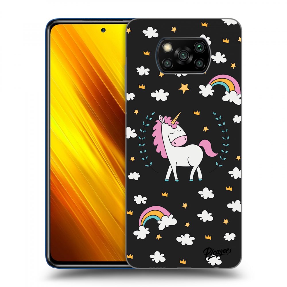 Xiaomi Poco X3 Hülle - Schwarzes Silikon - Unicorn Star Heaven