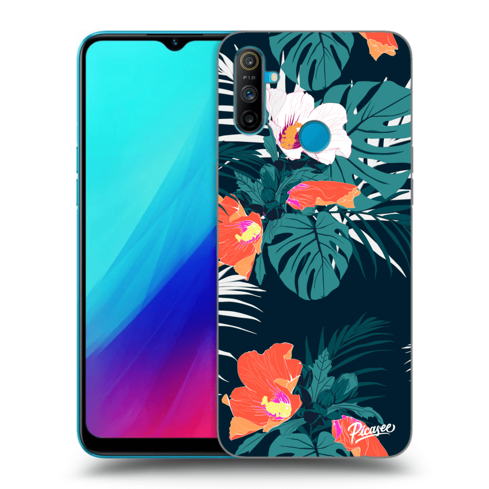 Realme C3 Hülle - Schwarzes Silikon - Monstera Color