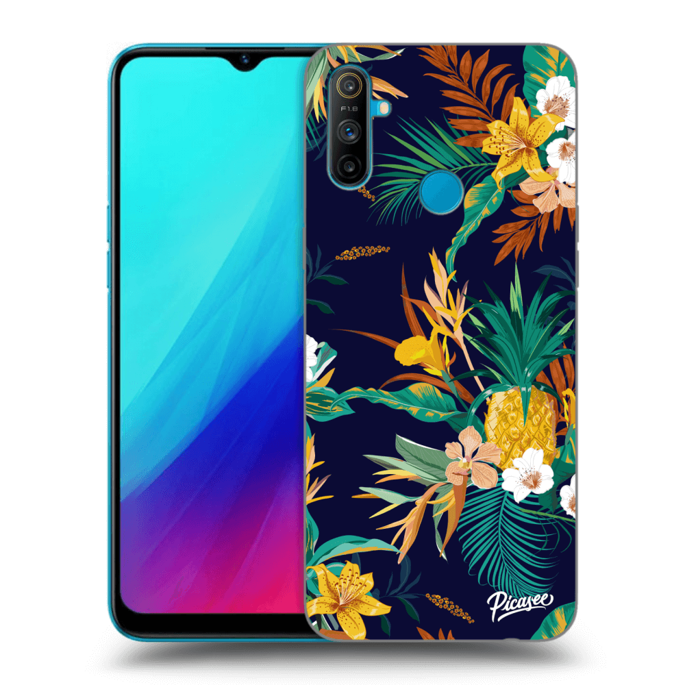 Realme C3 Hülle - Schwarzes Silikon - Pineapple Color