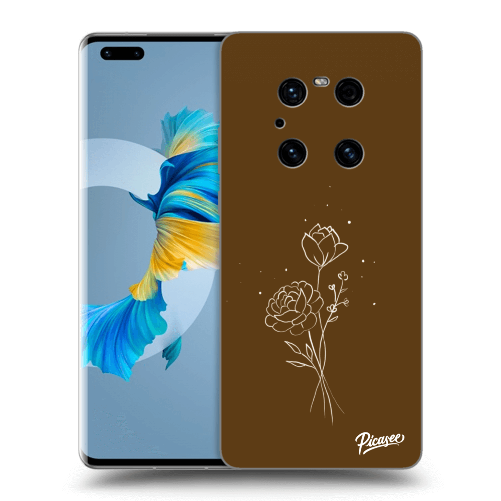 Huawei Mate 40 Pro Hülle - Transparentes Silikon - Brown Flowers