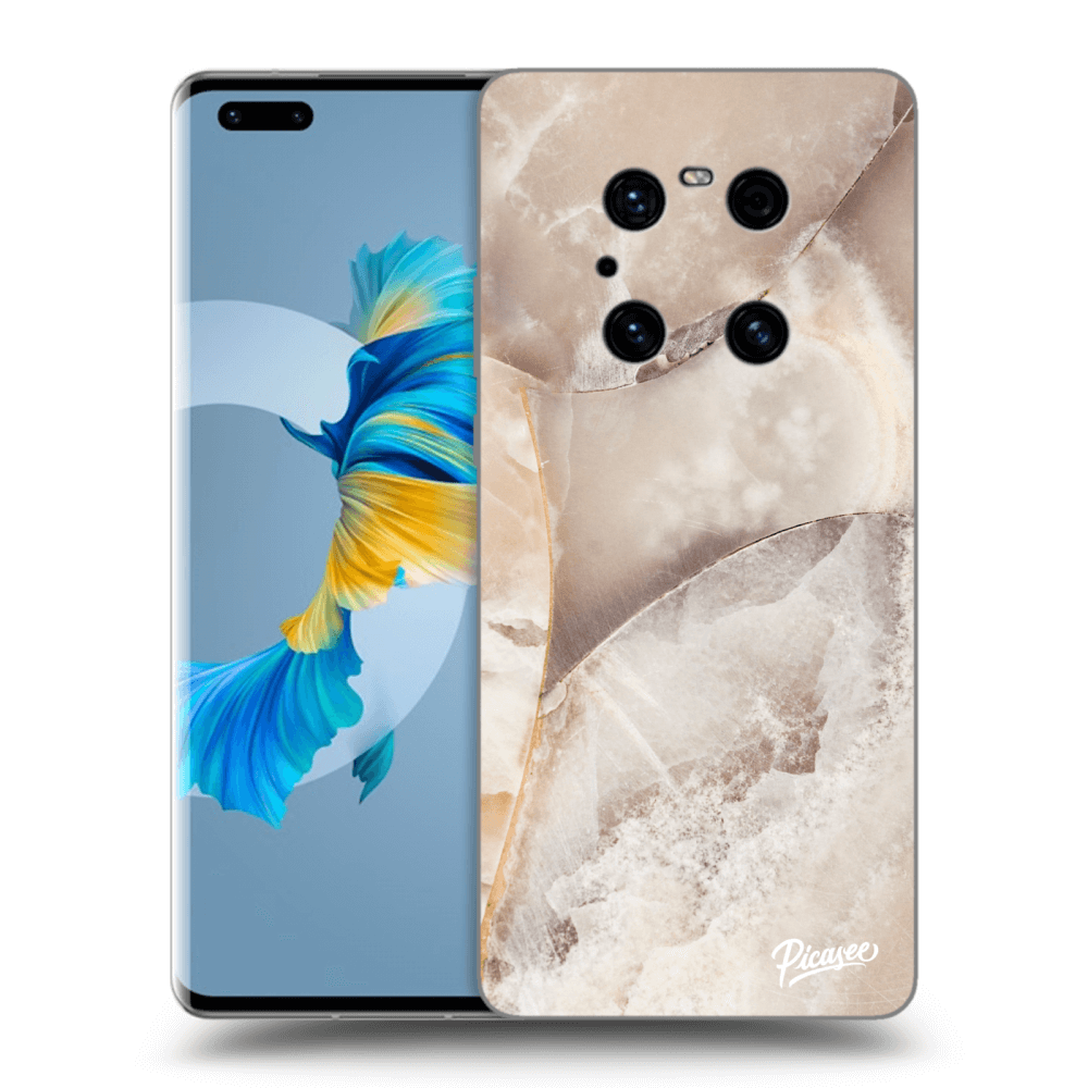 Huawei Mate 40 Pro Hülle - Transparentes Silikon - Cream Marble