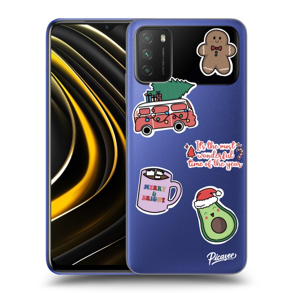 Xiaomi Poco M3 Hülle - Transparentes Silikon - Christmas Stickers