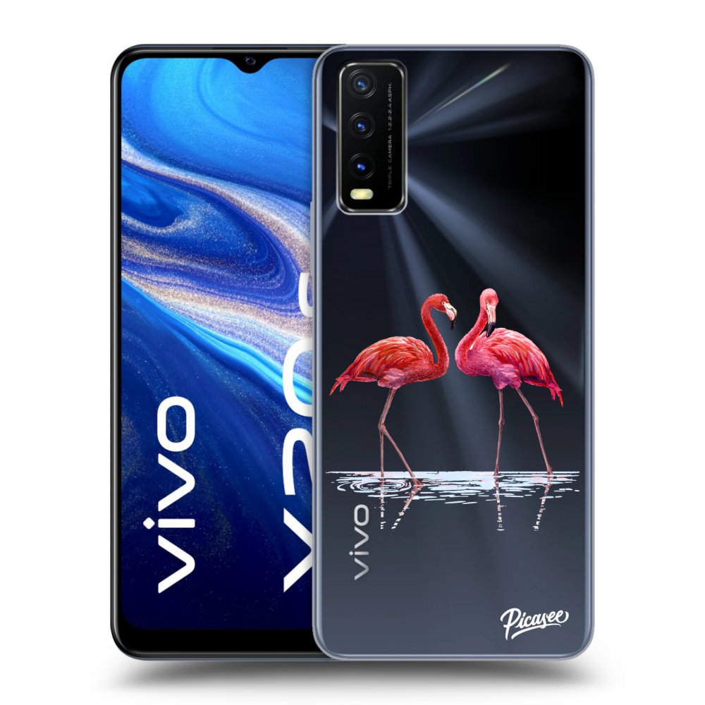 Vivo Y20s Hülle - Transparentes Silikon - Flamingos Zu Zweit