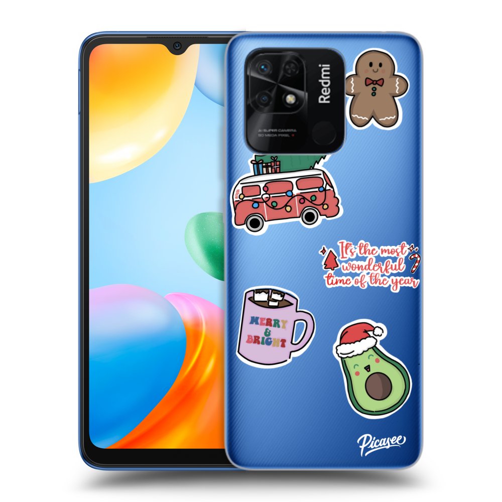 Xiaomi Redmi 10C Hülle - Transparentes Silikon - Christmas Stickers