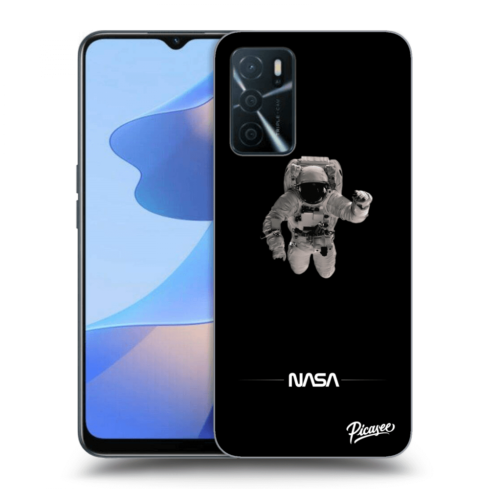 OPPO A16s Hülle - Schwarzes Silikon - Astronaut Minimal