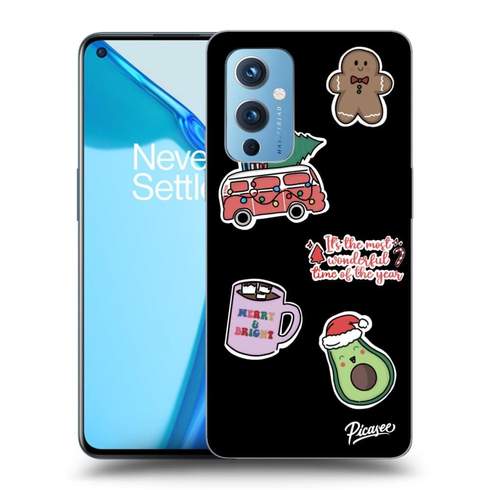 OnePlus 9 Hülle - Schwarzes Silikon - Christmas Stickers