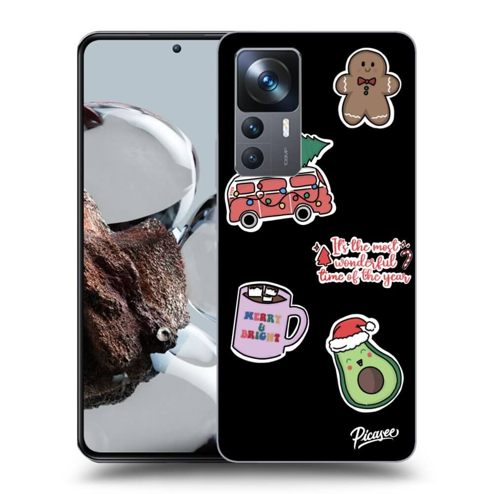 Xiaomi 12T Pro Hülle - Schwarzes Silikon - Christmas Stickers