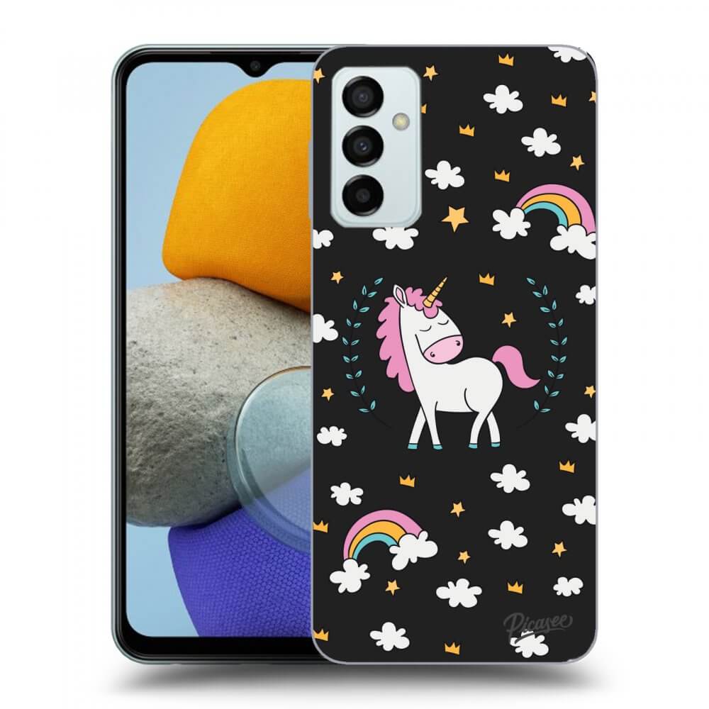 Samsung Galaxy M23 5G Hülle - Schwarzes Silikon - Einhorn Sternenhimmel