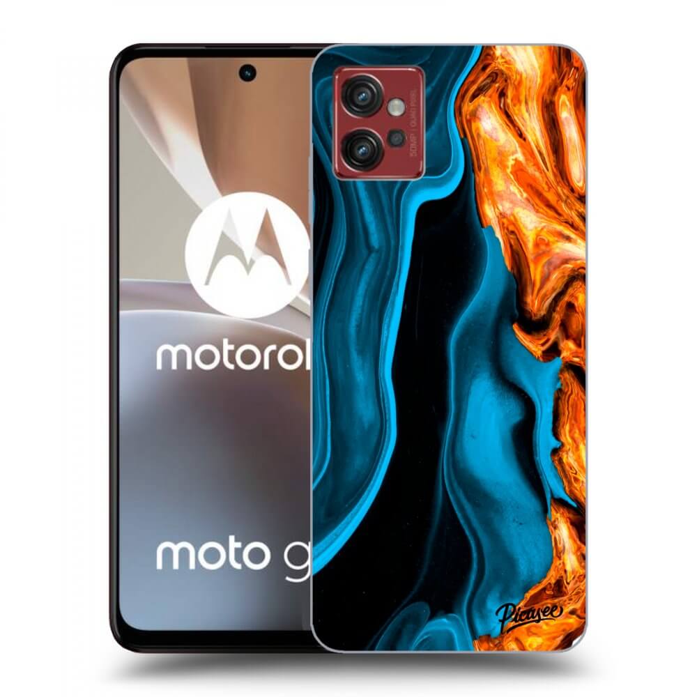 Motorola Moto G32 Hülle - Schwarzes Silikon - Gold Blue