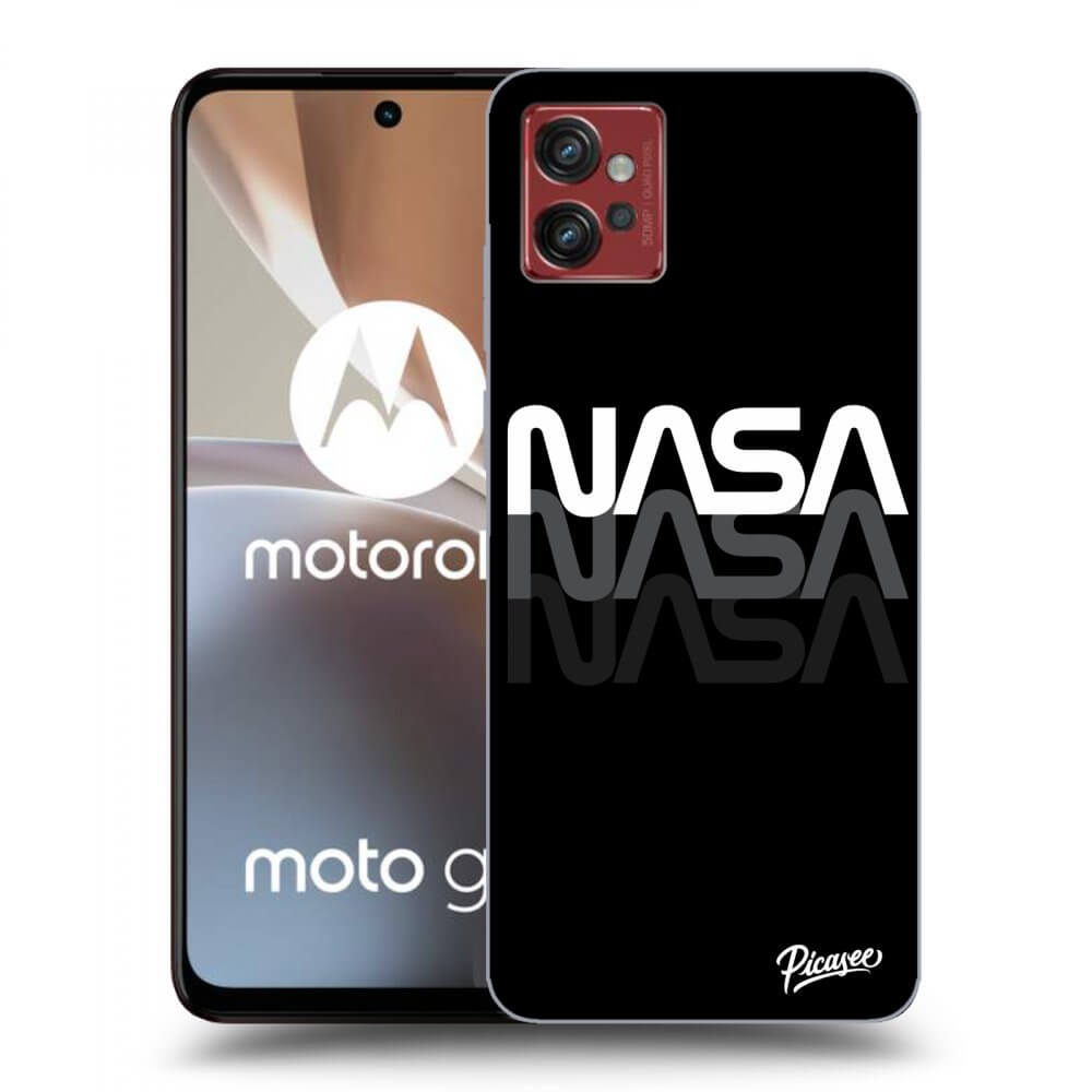 Motorola Moto G32 Hülle - Schwarzes Silikon - NASA Triple