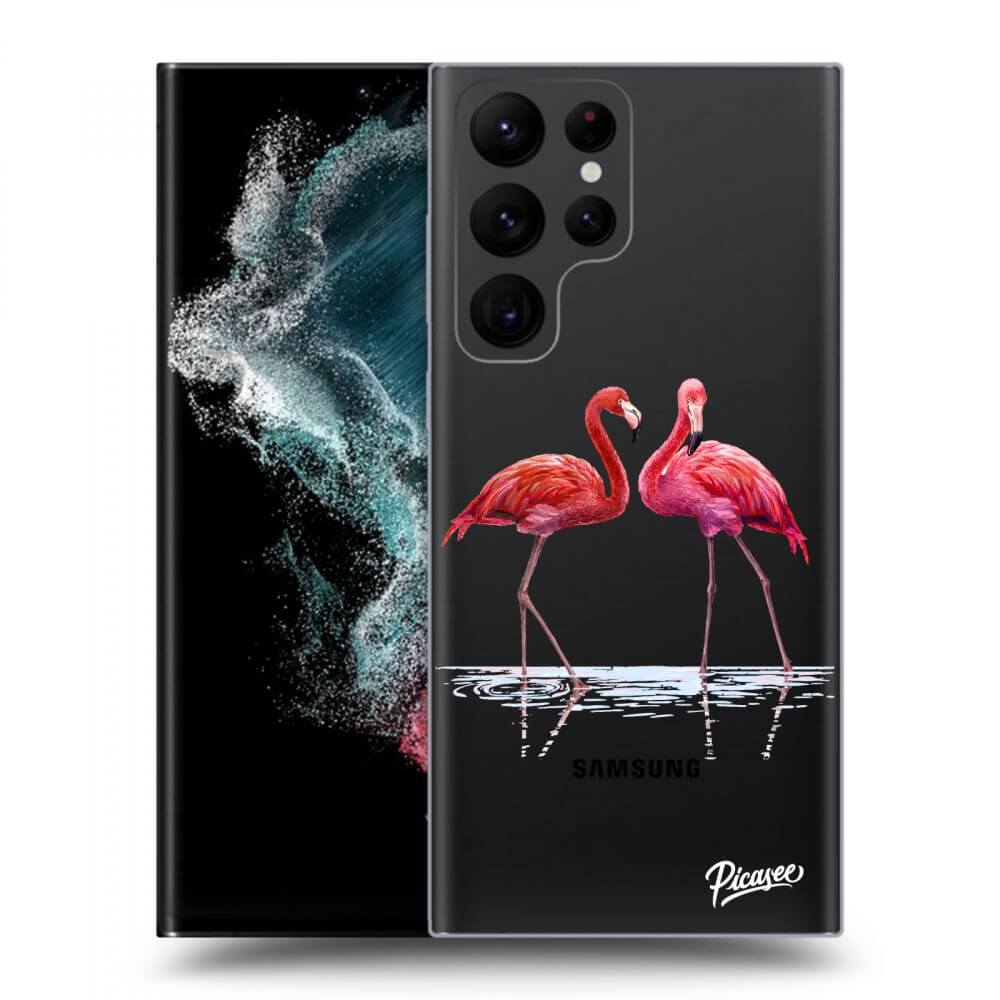 Samsung Galaxy S23 Ultra 5G Hülle - Transparentes Silikon - Flamingos Zu Zweit