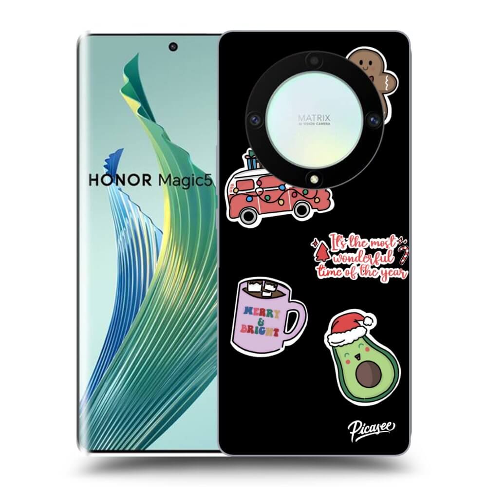 Honor Magic5 Lite 5G Hülle - Schwarzes Silikon - Christmas Stickers