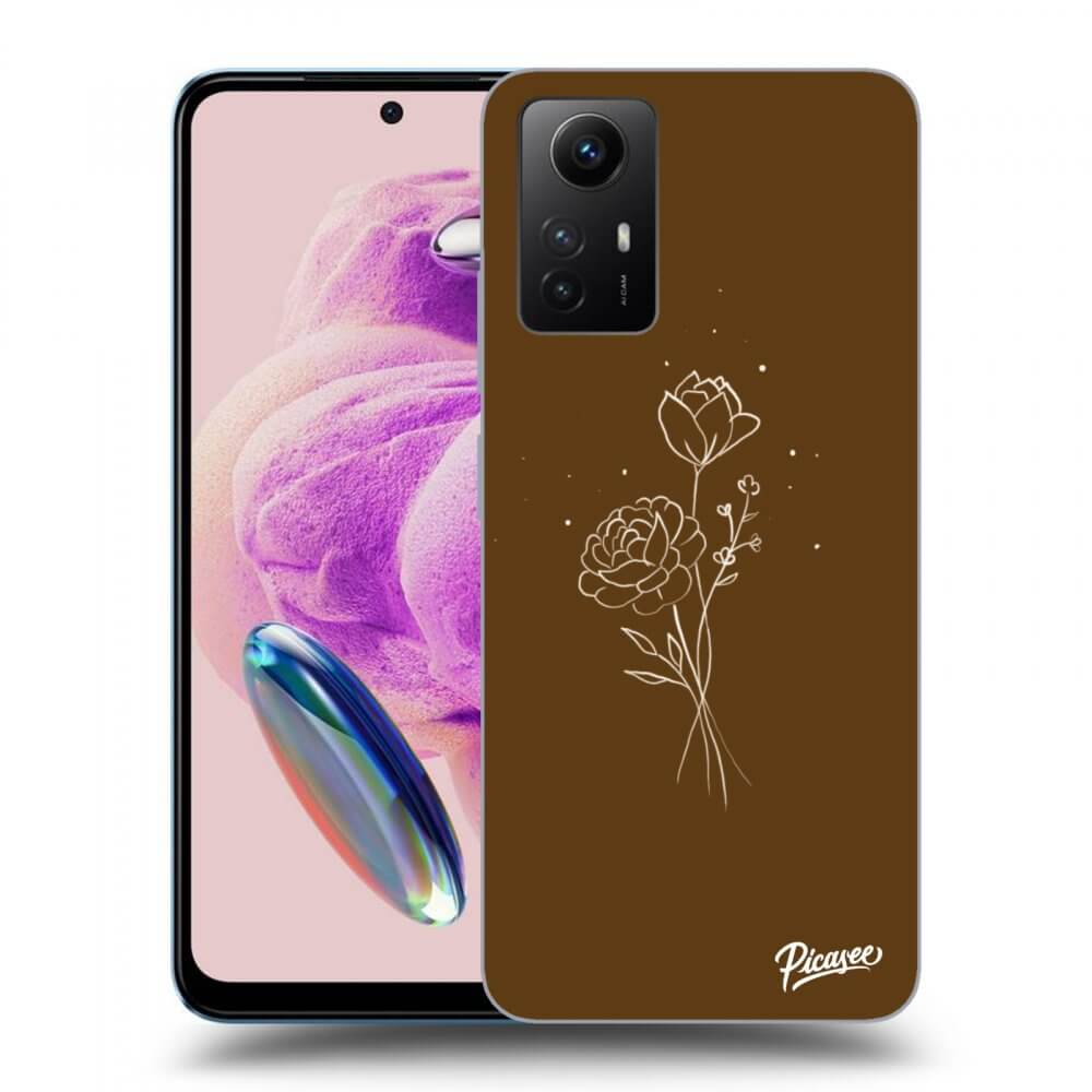 Xiaomi Redmi Note 12S Hülle - Schwarzes Silikon - Brown Flowers