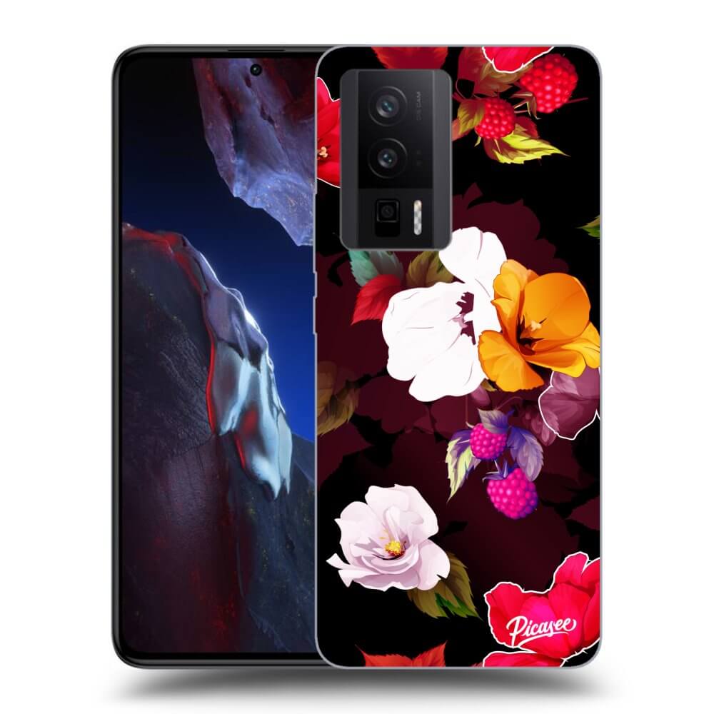 Xiaomi Poco F5 Pro 5G Hülle - Schwarzes Silikon - Flowers And Berries