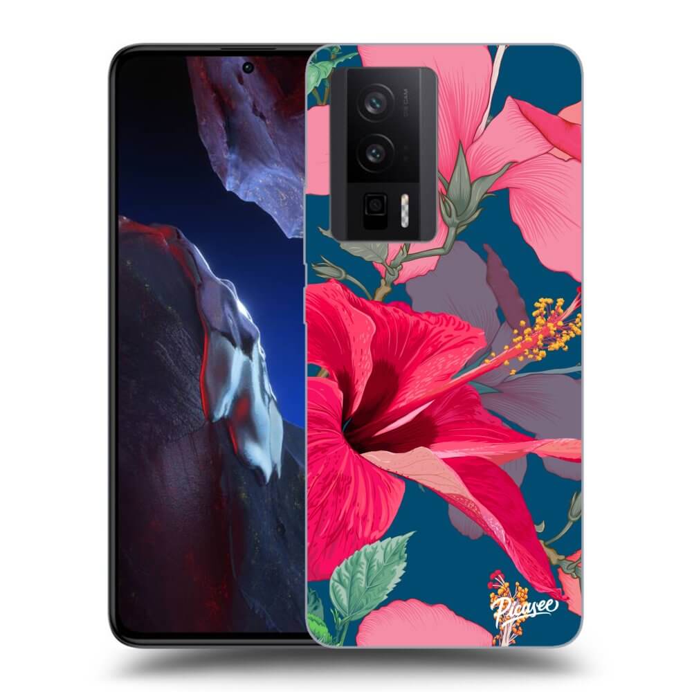 Xiaomi Poco F5 Pro 5G Hülle - Transparentes Silikon - Hibiscus