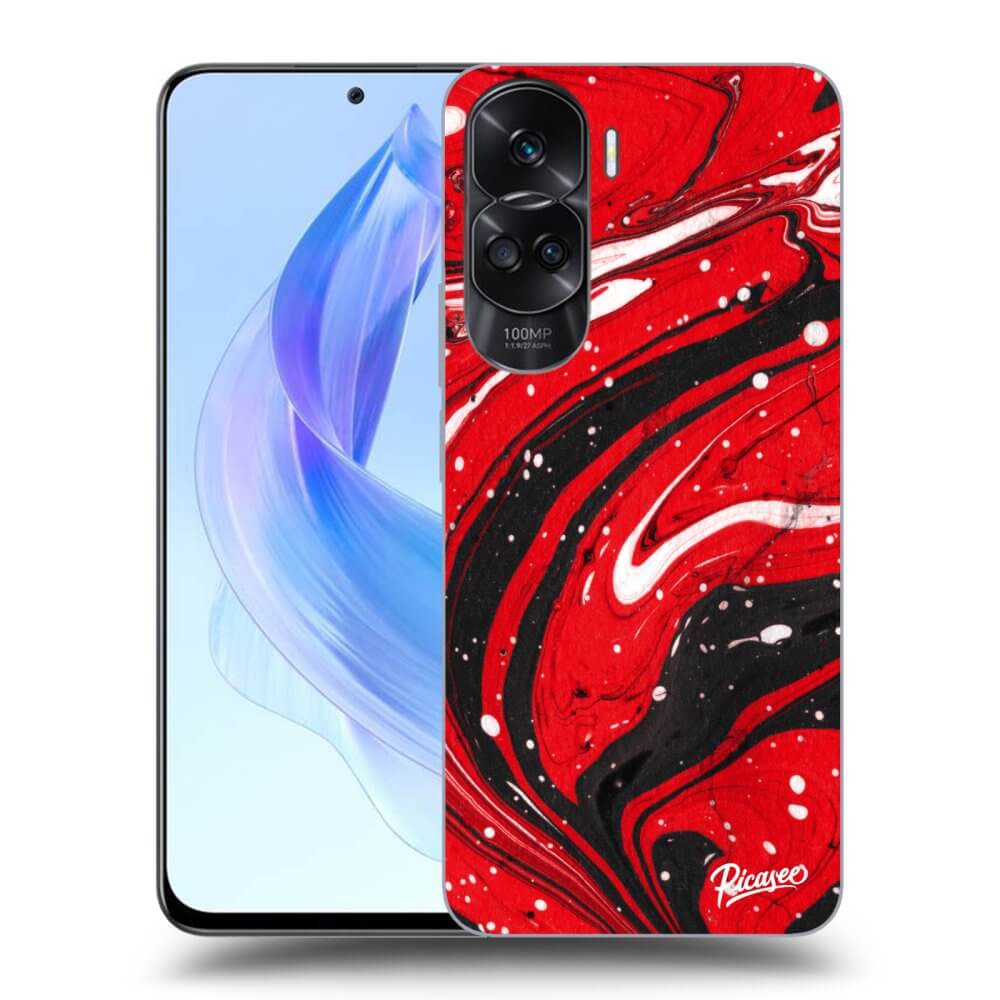 Honor 90 Lite 5G Hülle - Schwarzes Silikon - Red Black