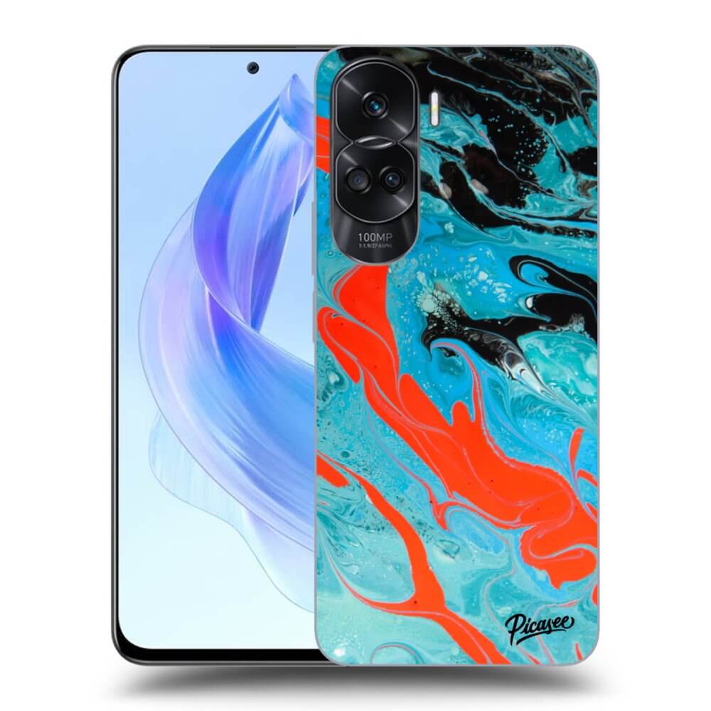 Honor 90 Lite 5G Hülle - Schwarzes Silikon - Blue Magma