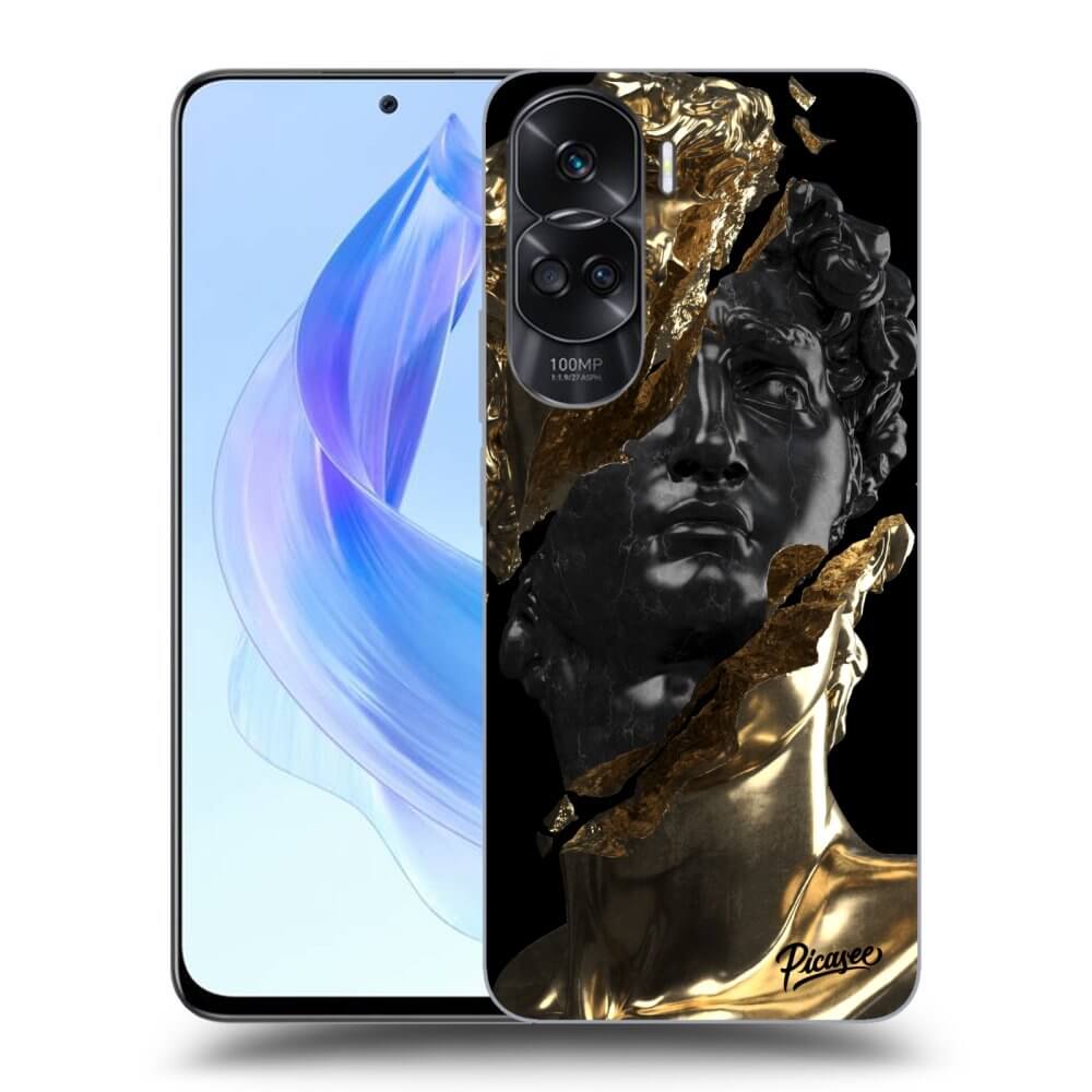 Honor 90 Lite 5G Hülle - Schwarzes Silikon - Gold - Black