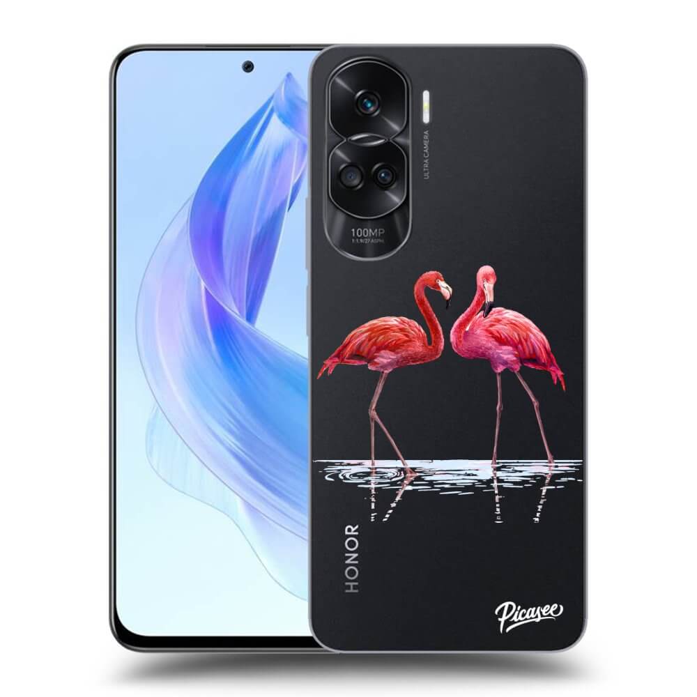 Honor 90 Lite 5G Hülle - Transparentes Silikon - Flamingos Zu Zweit