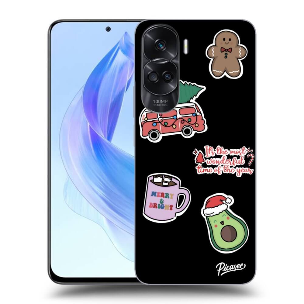 Honor 90 Lite 5G Hülle - Schwarzes Silikon - Christmas Stickers