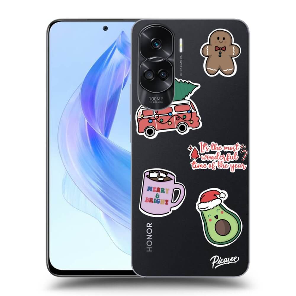 Honor 90 Lite 5G Hülle - Transparentes Silikon - Christmas Stickers