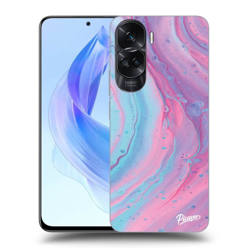 Honor 90 Lite 5G Hülle - Transparentes Silikon - Pink Liquid