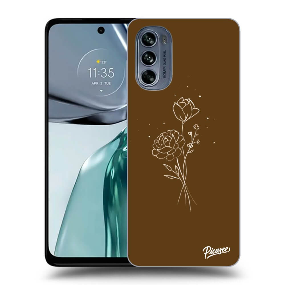 Motorola Moto G62 Hülle - Transparentes Silikon - Brown Flowers