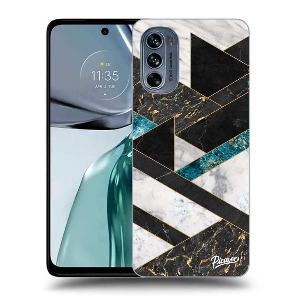 Motorola Moto G62 Hülle - Transparentes Silikon - Dark Geometry