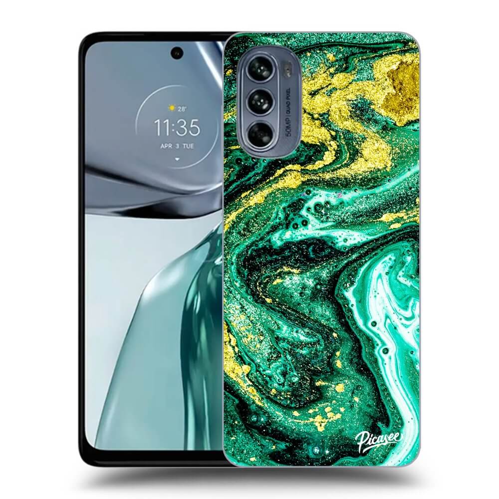 Motorola Moto G62 Hülle - Transparentes Silikon - Green Gold