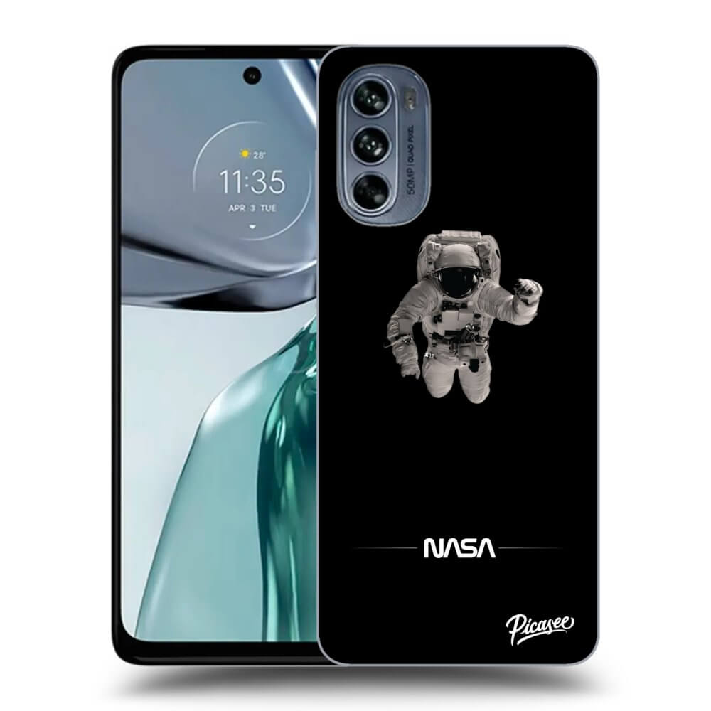 Motorola Moto G62 Hülle - Schwarzes Silikon - Astronaut Minimal