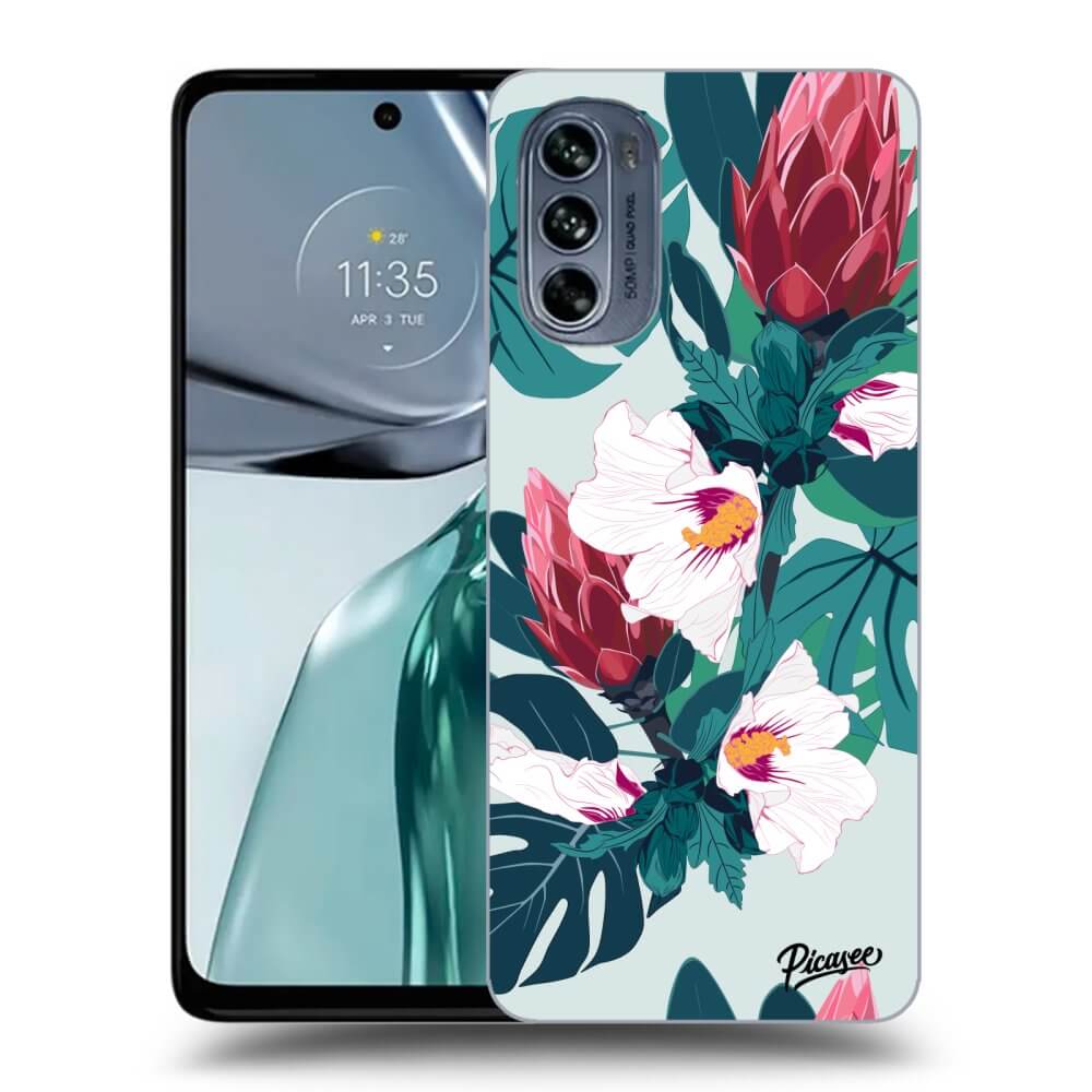 Motorola Moto G62 Hülle - Schwarzes Silikon - Rhododendron