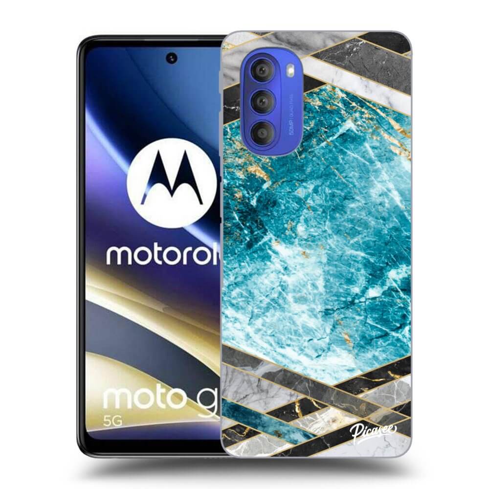 Motorola Moto G51 Hülle - Schwarzes Silikon - Blue Geometry