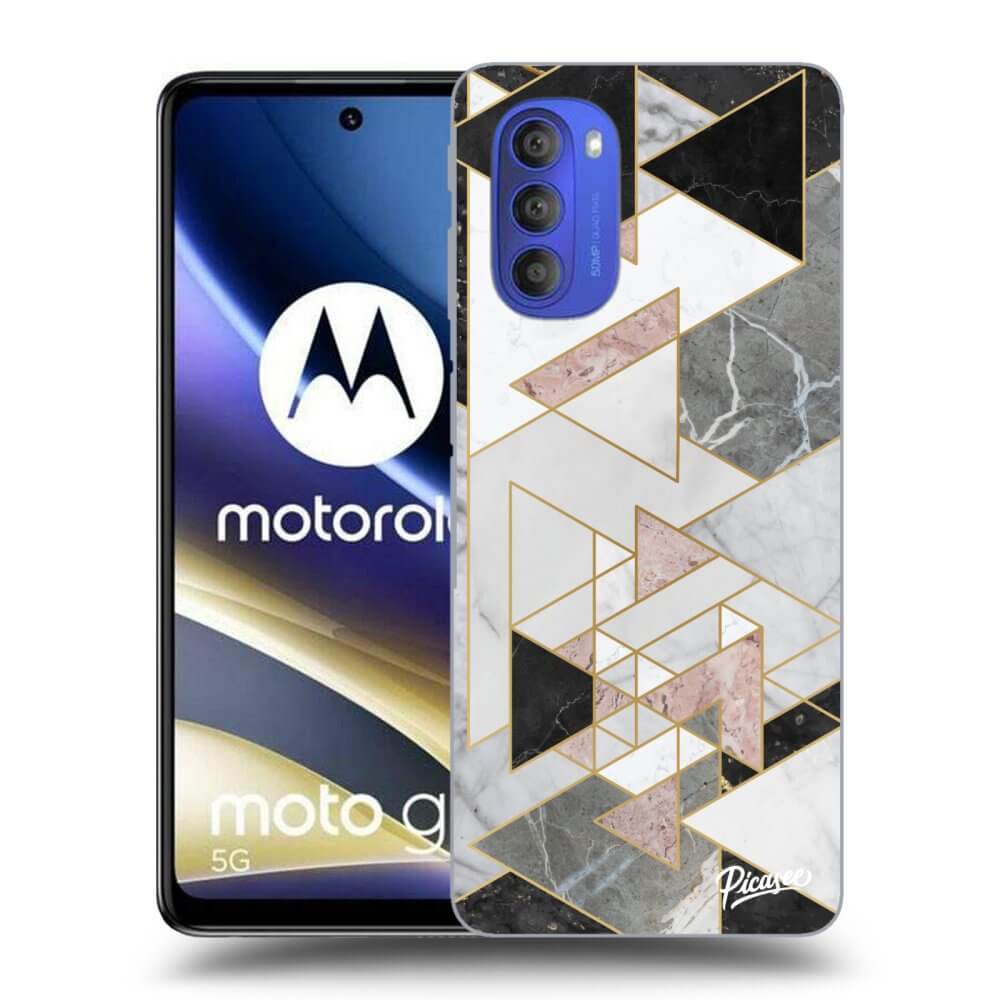 Motorola Moto G51 Hülle - Schwarzes Silikon - Light Geometry