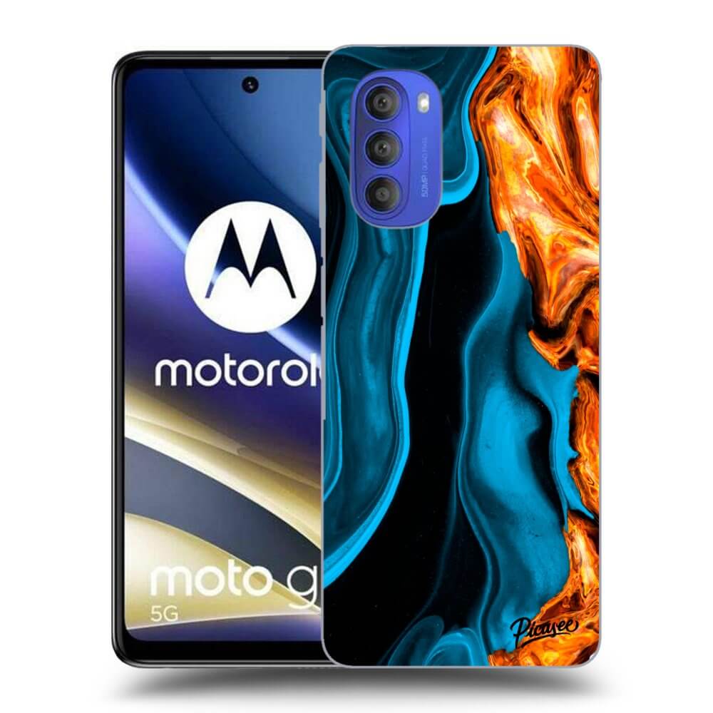 Motorola Moto G51 Hülle - Schwarzes Silikon - Gold Blue