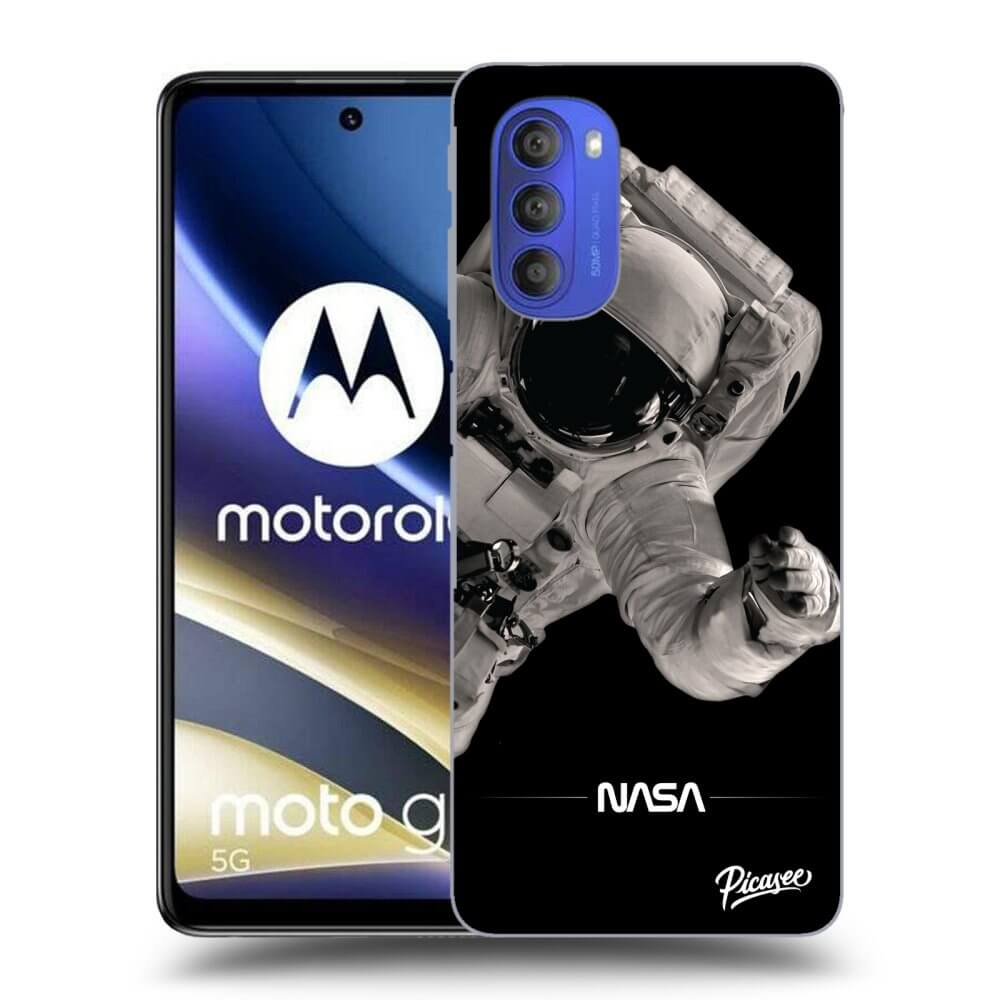 Motorola Moto G51 Hülle - Schwarzes Silikon - Astronaut Big