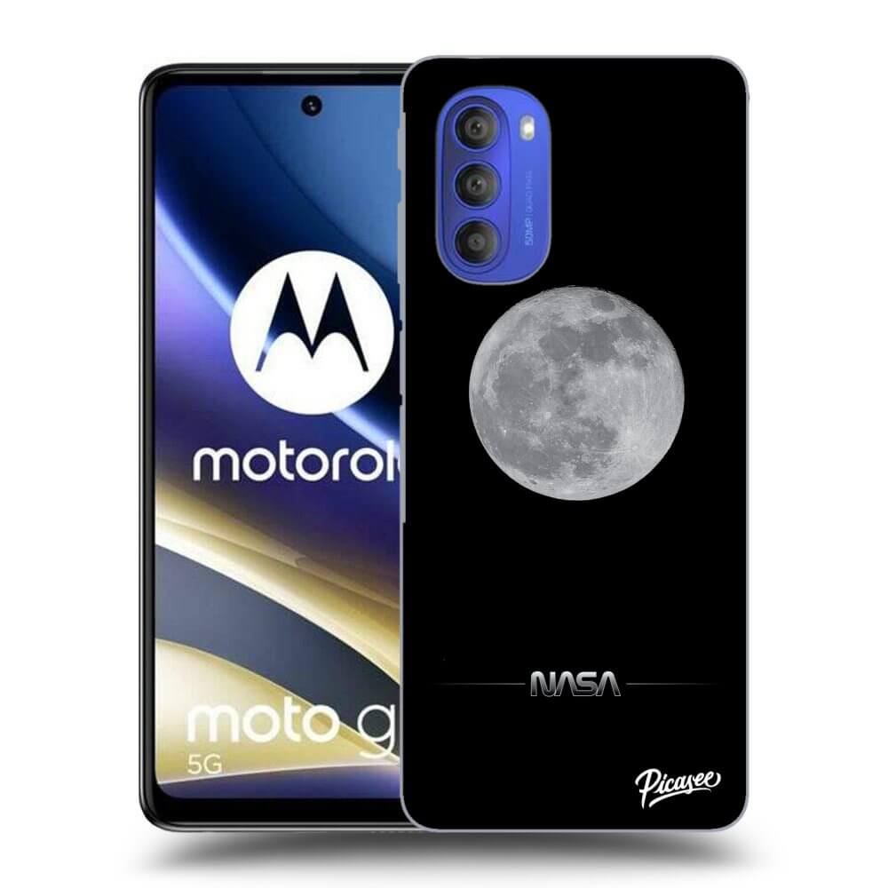 Motorola Moto G51 Hülle - Schwarzes Silikon - Moon Minimal