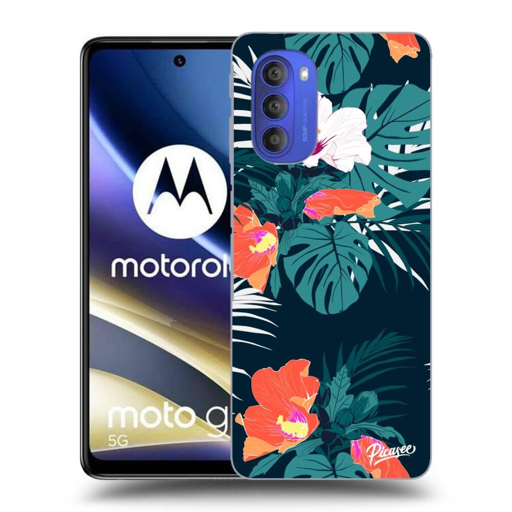 Motorola Moto G51 Hülle - Schwarzes Silikon - Monstera Color