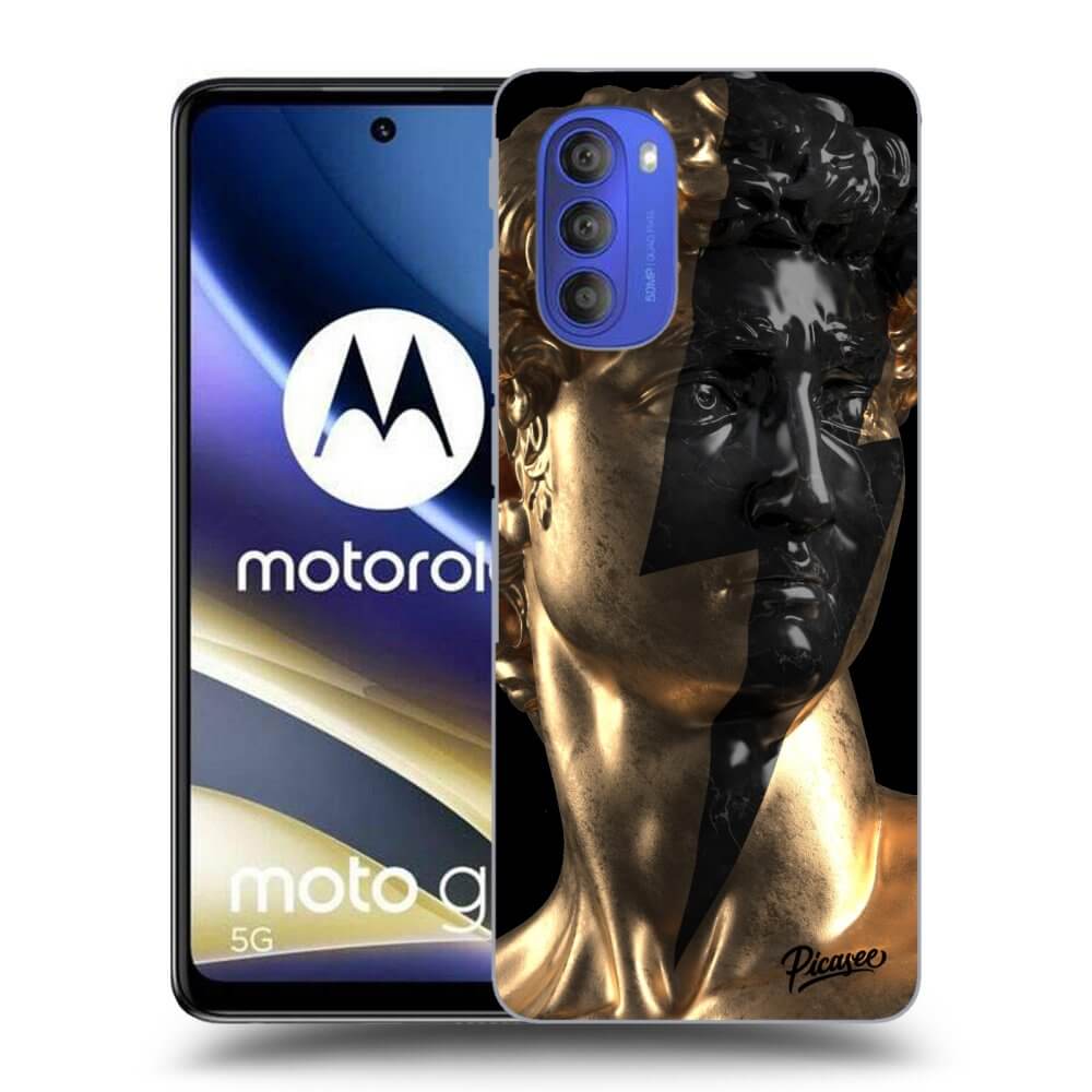 Motorola Moto G51 Hülle - Schwarzes Silikon - Wildfire - Gold