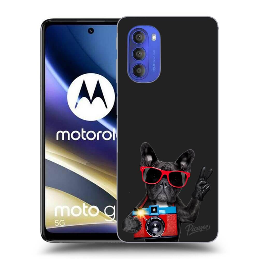 Motorola Moto G51 Hülle - Schwarzes Silikon - Französische Bulldogge