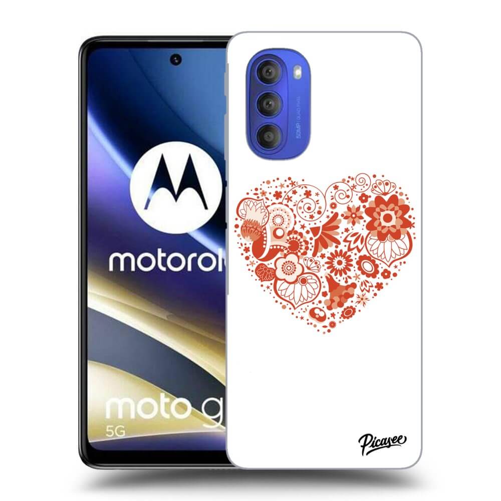 Motorola Moto G51 Hülle - Schwarzes Silikon - Großes Herz