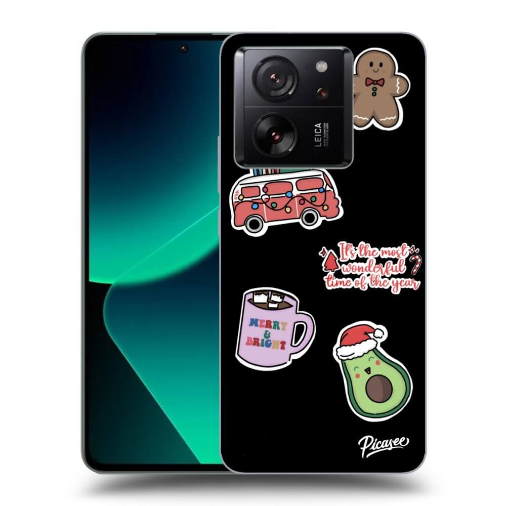 Xiaomi 13T Hülle - Schwarzes Silikon - Christmas Stickers