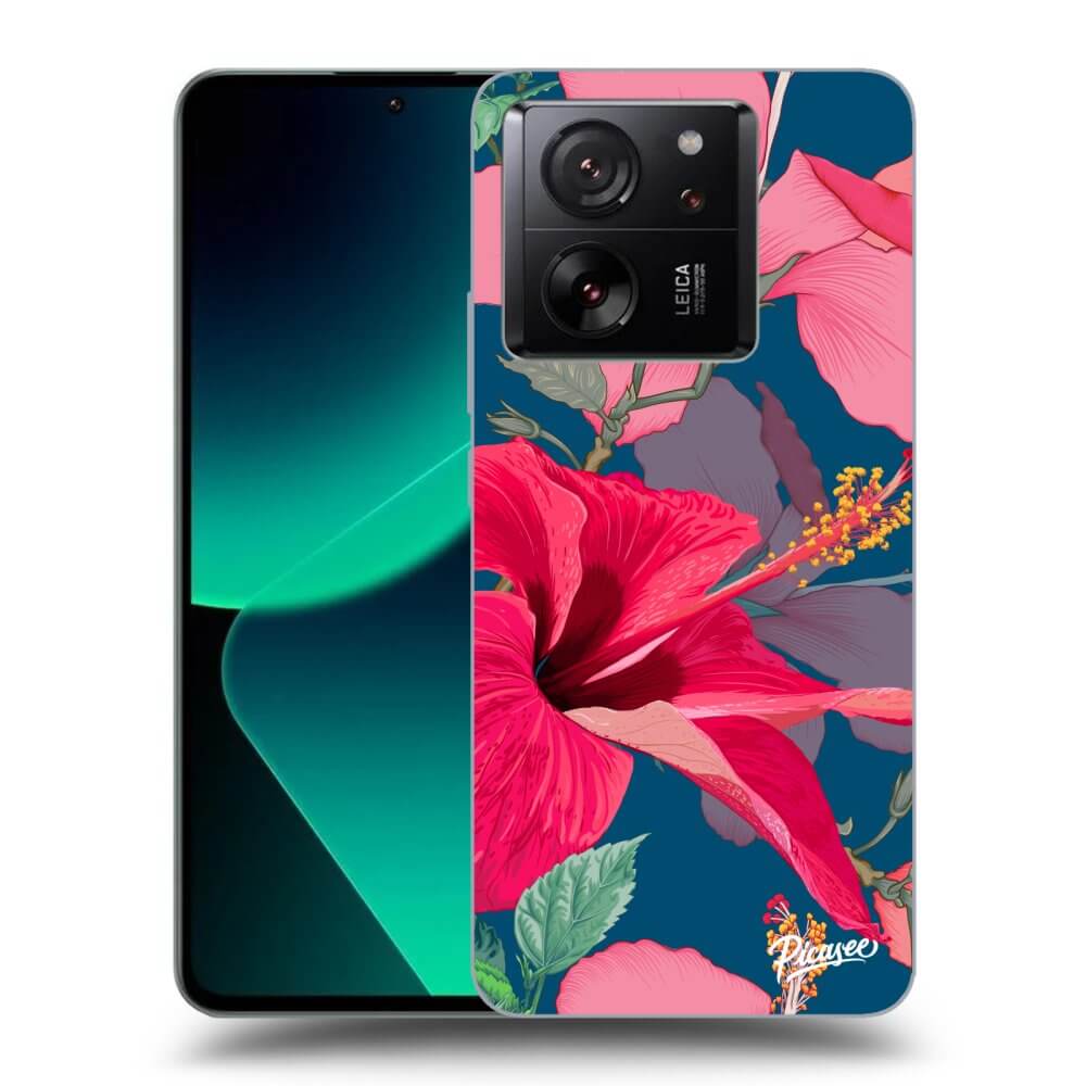 Xiaomi 13T Pro Hülle - Schwarzes Silikon - Hibiscus