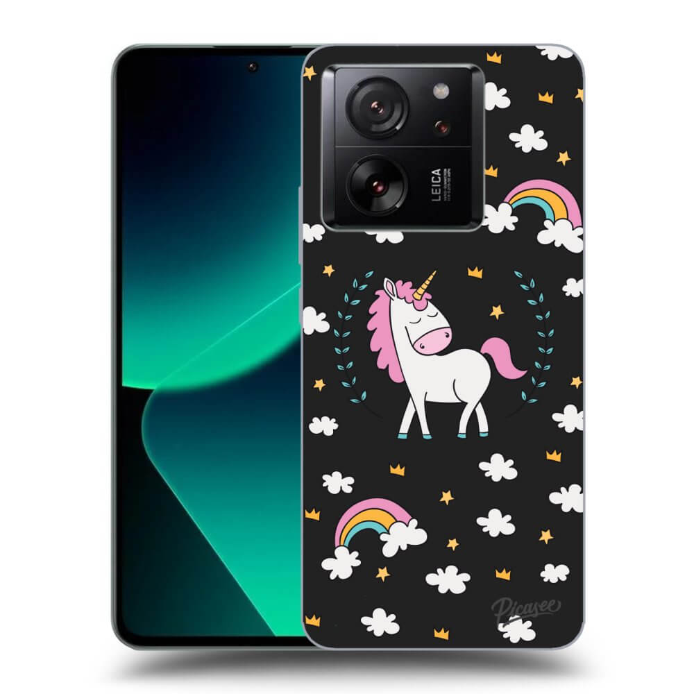 Xiaomi 13T Pro Hülle - Schwarzes Silikon - Einhorn Sternenhimmel